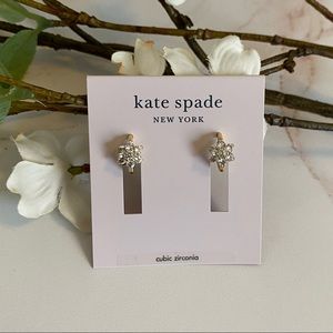 KATE SPADE NWT Clear Gold Myosotis Flower Huggies